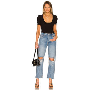 Free People Tapered Baggy Boyfriend Jean Mid Century Blue OB1299887 Size 31